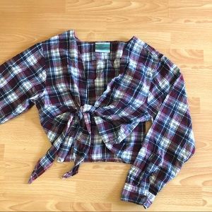 Urban Renewal remade plunging flannel crop top